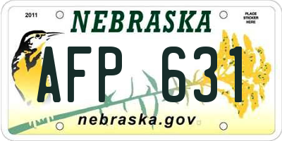 NE license plate AFP631