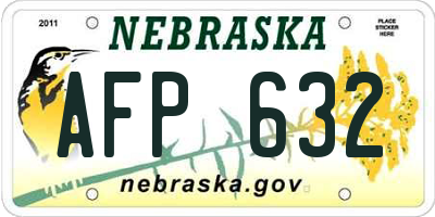 NE license plate AFP632