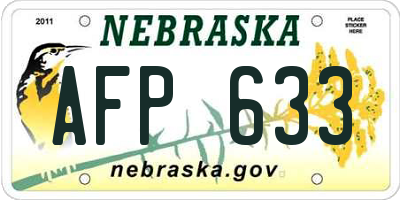 NE license plate AFP633