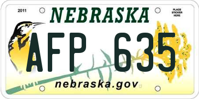NE license plate AFP635
