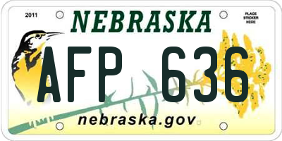 NE license plate AFP636