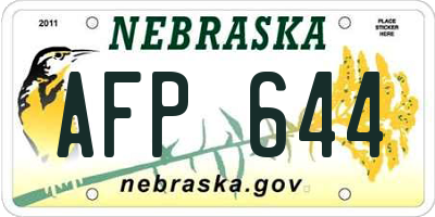 NE license plate AFP644