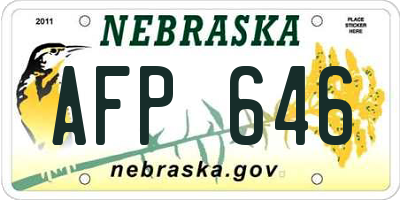 NE license plate AFP646