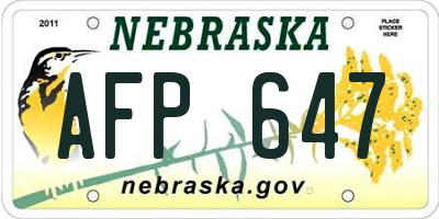 NE license plate AFP647