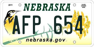 NE license plate AFP654