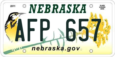 NE license plate AFP657