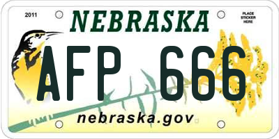 NE license plate AFP666