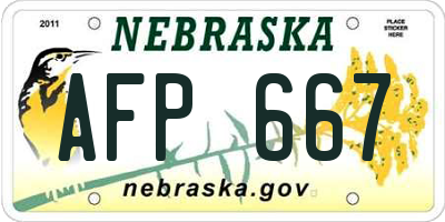 NE license plate AFP667