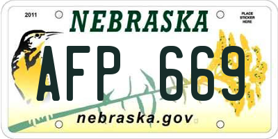 NE license plate AFP669