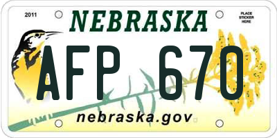NE license plate AFP670