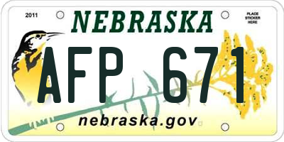 NE license plate AFP671