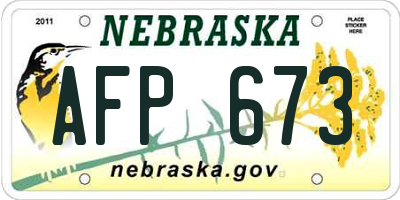 NE license plate AFP673