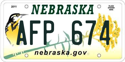 NE license plate AFP674