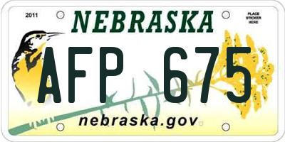 NE license plate AFP675