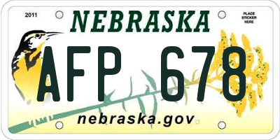 NE license plate AFP678