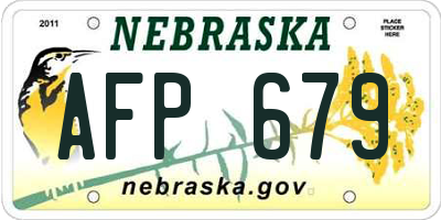 NE license plate AFP679