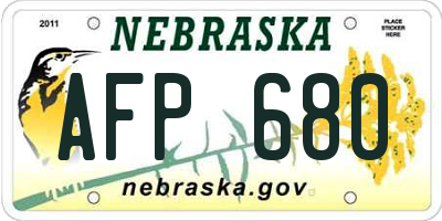 NE license plate AFP680