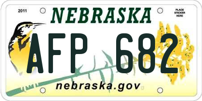 NE license plate AFP682