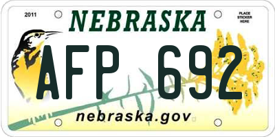 NE license plate AFP692
