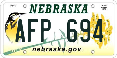 NE license plate AFP694