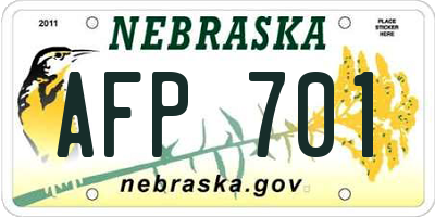 NE license plate AFP701