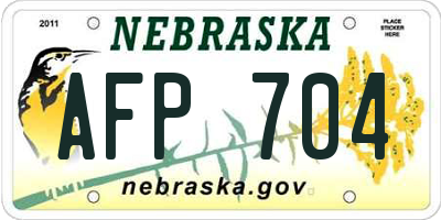 NE license plate AFP704