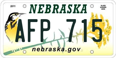 NE license plate AFP715