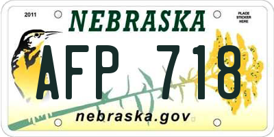 NE license plate AFP718