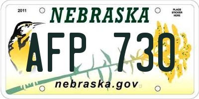 NE license plate AFP730