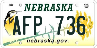 NE license plate AFP736