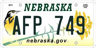 NE license plate AFP749