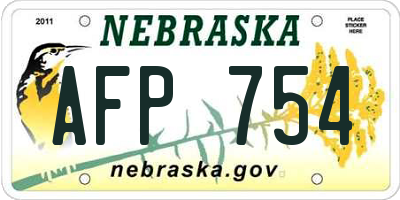 NE license plate AFP754