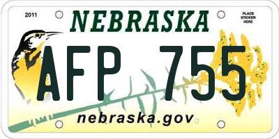 NE license plate AFP755