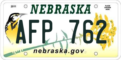 NE license plate AFP762