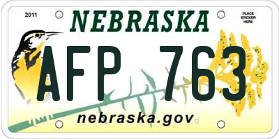 NE license plate AFP763