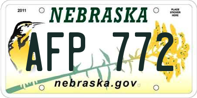NE license plate AFP772