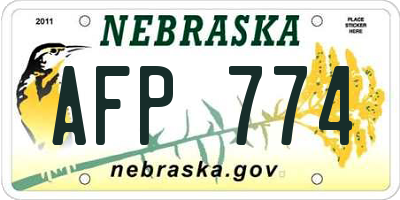 NE license plate AFP774