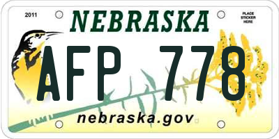NE license plate AFP778