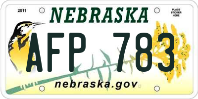 NE license plate AFP783