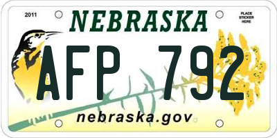 NE license plate AFP792