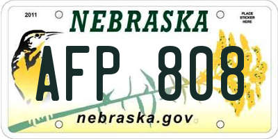 NE license plate AFP808