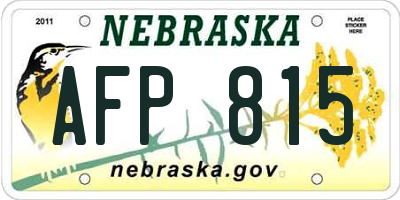 NE license plate AFP815