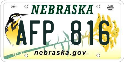 NE license plate AFP816