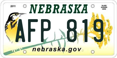 NE license plate AFP819