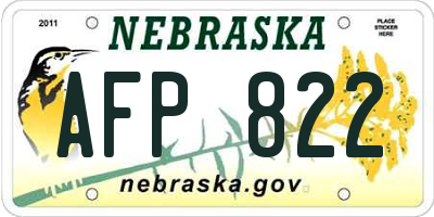 NE license plate AFP822