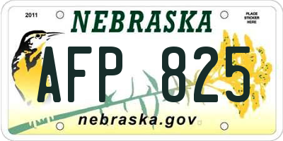 NE license plate AFP825