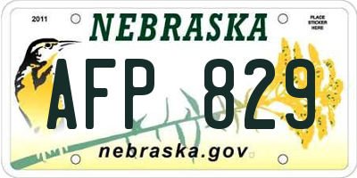 NE license plate AFP829