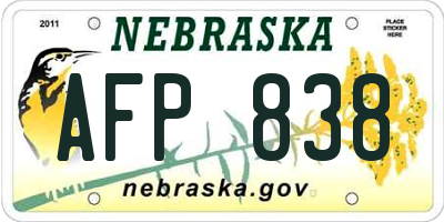 NE license plate AFP838