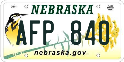 NE license plate AFP840