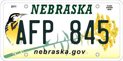NE license plate AFP845